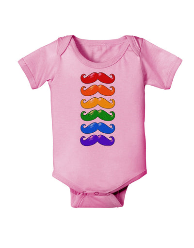 Colorful Rainbow Mustaches Baby Romper Bodysuit-Baby Romper-TooLoud-Light-Pink-06-Months-Davson Sales