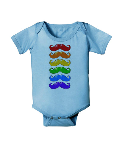 Colorful Rainbow Mustaches Baby Romper Bodysuit-Baby Romper-TooLoud-Light-Blue-06-Months-Davson Sales