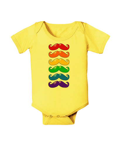 Colorful Rainbow Mustaches Baby Romper Bodysuit-Baby Romper-TooLoud-Yellow-06-Months-Davson Sales