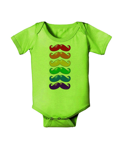 Colorful Rainbow Mustaches Baby Romper Bodysuit-Baby Romper-TooLoud-Lime-Green-06-Months-Davson Sales