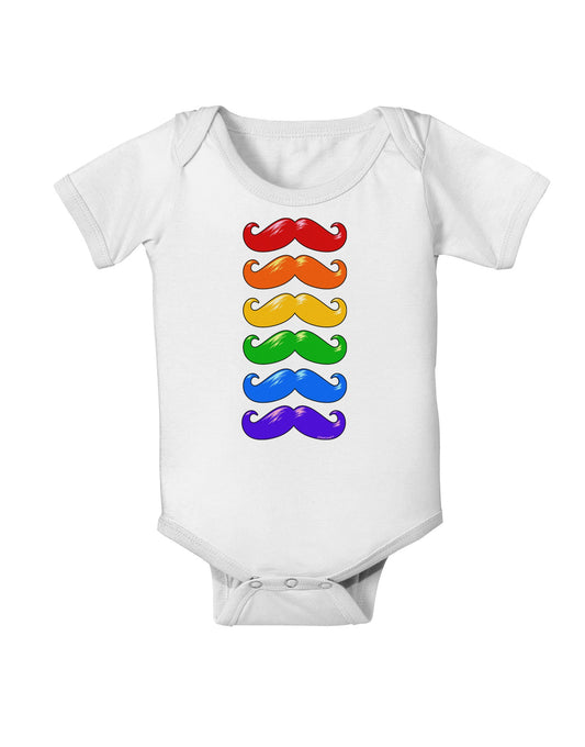 Colorful Rainbow Mustaches Baby Romper Bodysuit-Baby Romper-TooLoud-White-06-Months-Davson Sales