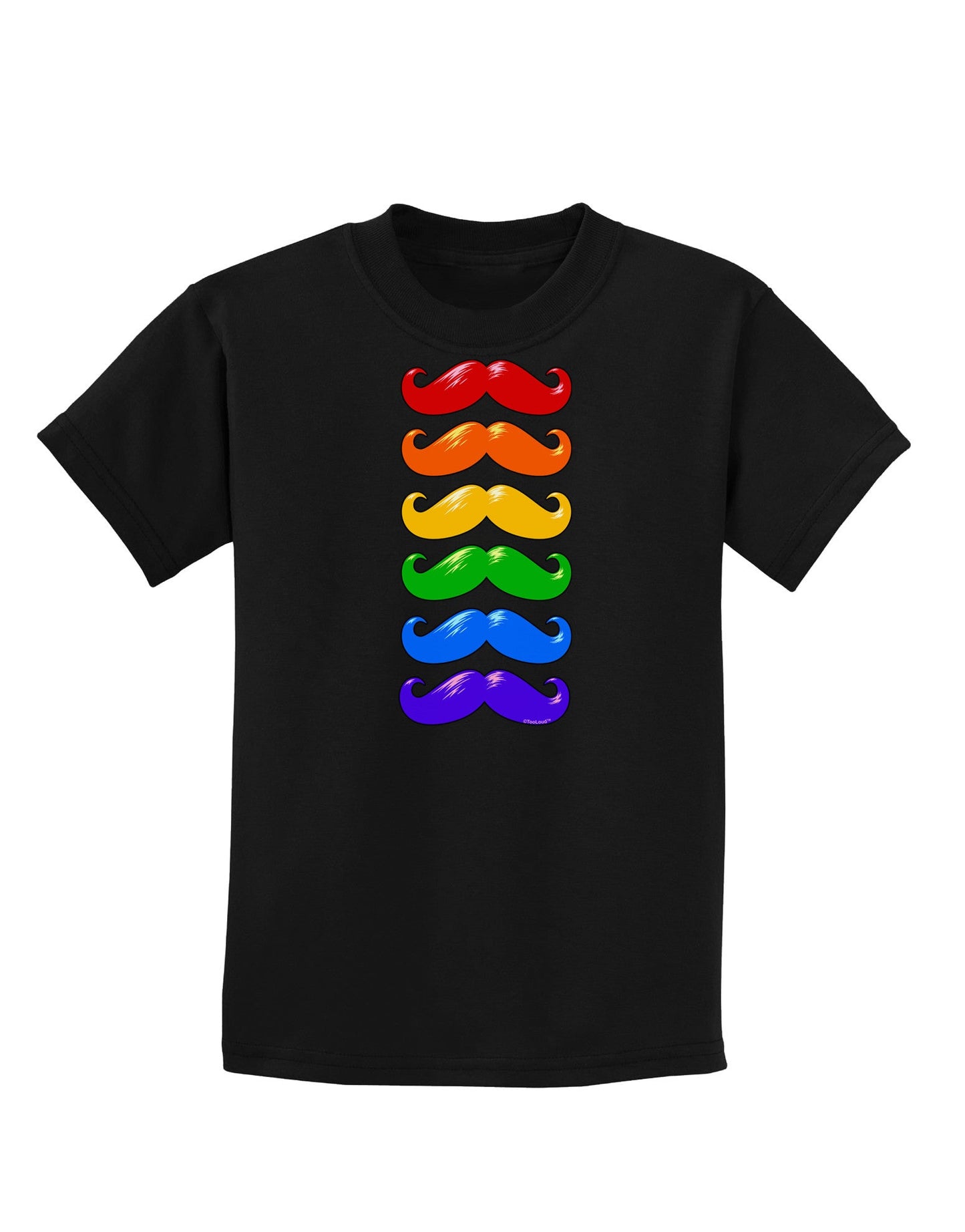 Colorful Rainbow Mustaches Childrens Dark T-Shirt-Childrens T-Shirt-TooLoud-Black-X-Small-Davson Sales