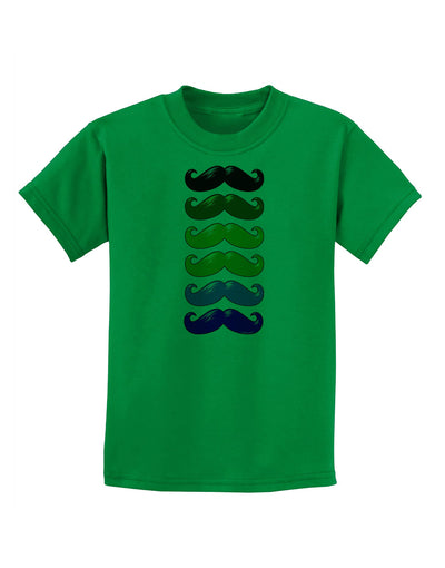 Colorful Rainbow Mustaches Childrens T-Shirt-Childrens T-Shirt-TooLoud-Kelly-Green-X-Small-Davson Sales