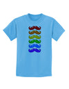 Colorful Rainbow Mustaches Childrens T-Shirt-Childrens T-Shirt-TooLoud-Aquatic-Blue-X-Small-Davson Sales