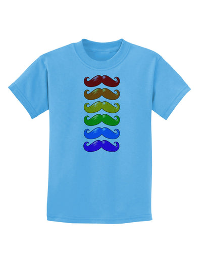 Colorful Rainbow Mustaches Childrens T-Shirt-Childrens T-Shirt-TooLoud-Aquatic-Blue-X-Small-Davson Sales