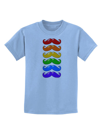 Colorful Rainbow Mustaches Childrens T-Shirt-Childrens T-Shirt-TooLoud-Light-Blue-X-Small-Davson Sales