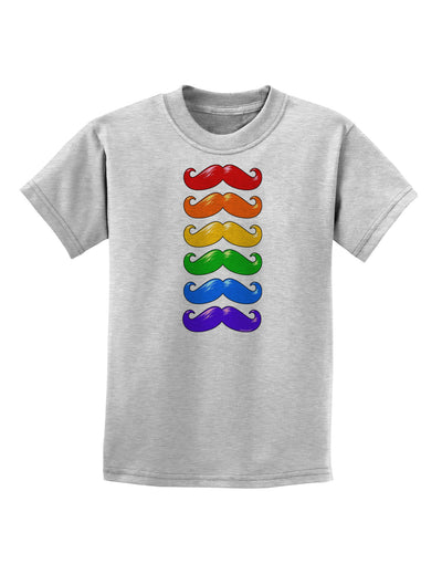 Colorful Rainbow Mustaches Childrens T-Shirt-Childrens T-Shirt-TooLoud-AshGray-X-Small-Davson Sales