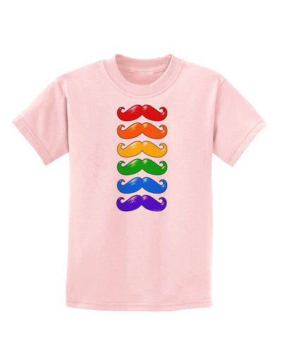 Colorful Rainbow Mustaches Childrens T-Shirt-Childrens T-Shirt-TooLoud-PalePink-X-Small-Davson Sales