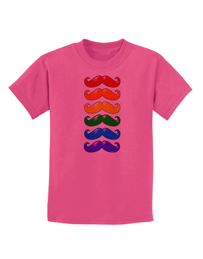 Colorful Rainbow Mustaches Childrens T-Shirt-Childrens T-Shirt-TooLoud-Sangria-X-Small-Davson Sales