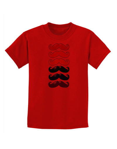 Colorful Rainbow Mustaches Childrens T-Shirt-Childrens T-Shirt-TooLoud-Red-X-Small-Davson Sales