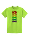 Colorful Rainbow Mustaches Childrens T-Shirt-Childrens T-Shirt-TooLoud-Lime-Green-X-Small-Davson Sales