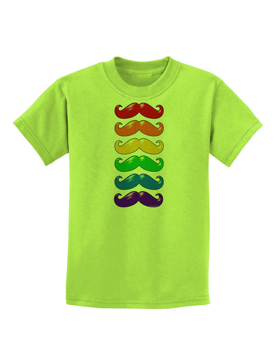 Colorful Rainbow Mustaches Childrens T-Shirt-Childrens T-Shirt-TooLoud-Lime-Green-X-Small-Davson Sales