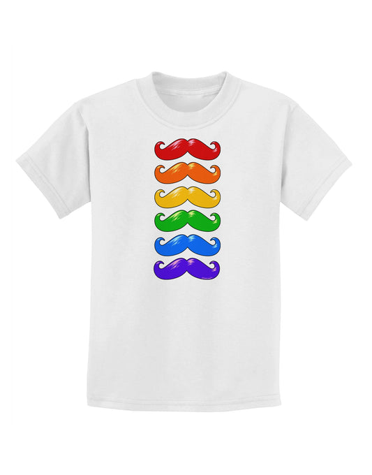 Colorful Rainbow Mustaches Childrens T-Shirt-Childrens T-Shirt-TooLoud-White-X-Small-Davson Sales