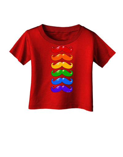 Colorful Rainbow Mustaches Infant T-Shirt Dark-Infant T-Shirt-TooLoud-Red-06-Months-Davson Sales