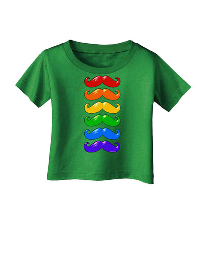 Colorful Rainbow Mustaches Infant T-Shirt Dark-Infant T-Shirt-TooLoud-Clover-Green-06-Months-Davson Sales