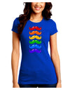 Colorful Rainbow Mustaches Juniors Crew Dark T-Shirt-T-Shirts Juniors Tops-TooLoud-Royal-Blue-Juniors Fitted Small-Davson Sales