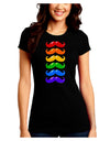 Colorful Rainbow Mustaches Juniors Crew Dark T-Shirt-T-Shirts Juniors Tops-TooLoud-Black-Juniors Fitted Small-Davson Sales