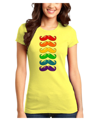 Colorful Rainbow Mustaches Juniors T-Shirt-Womens Juniors T-Shirt-TooLoud-Yellow-Juniors Fitted X-Small-Davson Sales