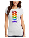 Colorful Rainbow Mustaches Juniors T-Shirt-Womens Juniors T-Shirt-TooLoud-White-Juniors Fitted X-Small-Davson Sales