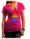 Colorful Rainbow Mustaches Juniors V-Neck Dark T-Shirt-Womens V-Neck T-Shirts-TooLoud-Hot-Pink-Juniors Fitted Small-Davson Sales