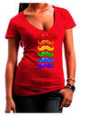 Colorful Rainbow Mustaches Juniors V-Neck Dark T-Shirt-Womens V-Neck T-Shirts-TooLoud-Red-Juniors Fitted Small-Davson Sales