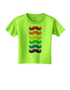 Colorful Rainbow Mustaches Toddler T-Shirt-Toddler T-Shirt-TooLoud-Lime-Green-2T-Davson Sales