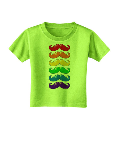 Colorful Rainbow Mustaches Toddler T-Shirt-Toddler T-Shirt-TooLoud-Lime-Green-2T-Davson Sales