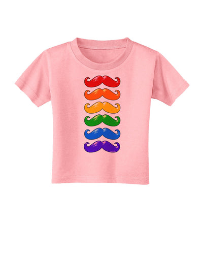 Colorful Rainbow Mustaches Toddler T-Shirt-Toddler T-Shirt-TooLoud-Candy-Pink-2T-Davson Sales