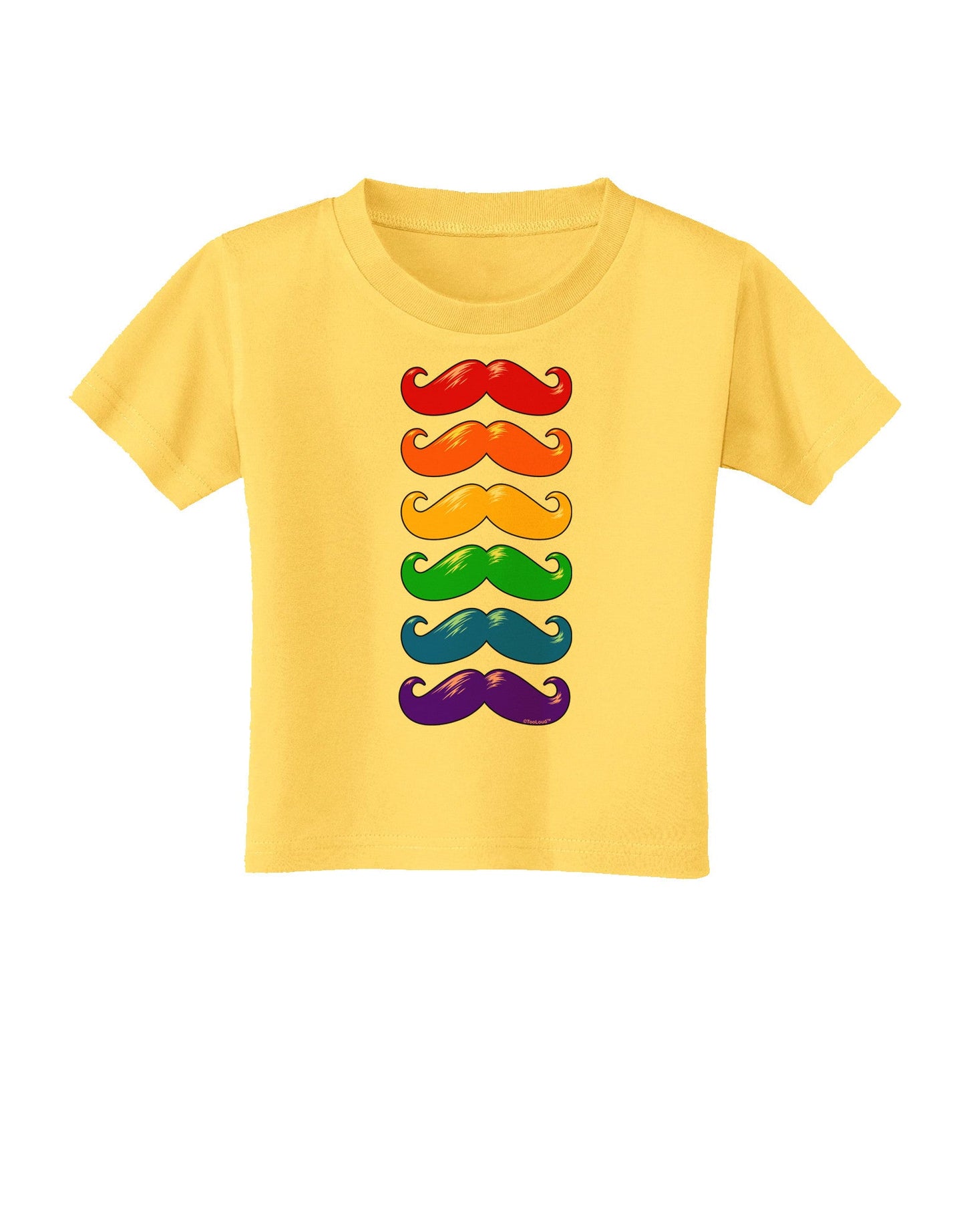 Colorful Rainbow Mustaches Toddler T-Shirt-Toddler T-Shirt-TooLoud-Yellow-2T-Davson Sales