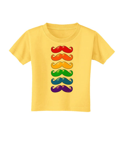 Colorful Rainbow Mustaches Toddler T-Shirt-Toddler T-Shirt-TooLoud-Yellow-2T-Davson Sales