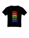 Colorful Rainbow Mustaches Toddler T-Shirt Dark-Toddler T-Shirt-TooLoud-Black-2T-Davson Sales