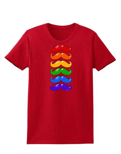 Colorful Rainbow Mustaches Womens Dark T-Shirt-TooLoud-Red-X-Small-Davson Sales