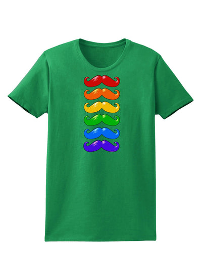 Colorful Rainbow Mustaches Womens Dark T-Shirt-TooLoud-Kelly-Green-X-Small-Davson Sales