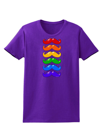 Colorful Rainbow Mustaches Womens Dark T-Shirt-TooLoud-Purple-X-Small-Davson Sales