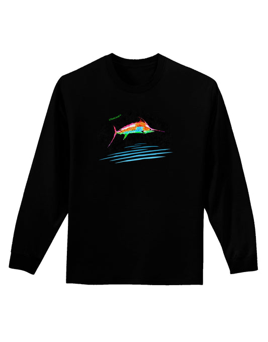 Colorful Swordfish Watercolor Adult Long Sleeve Dark T-Shirt-TooLoud-Black-Small-Davson Sales
