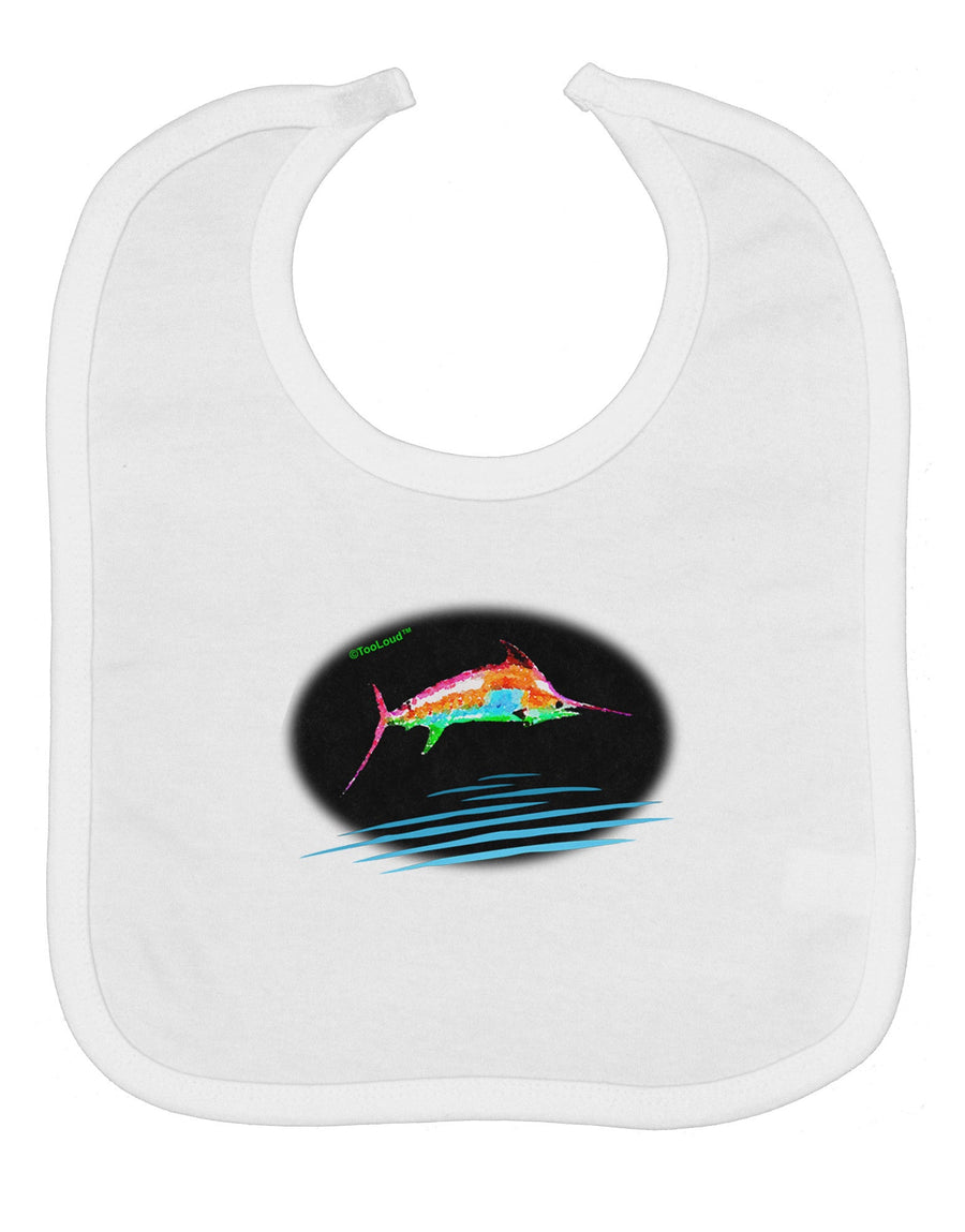 Colorful Swordfish Watercolor Baby Bib