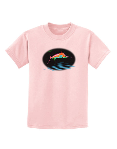 Colorful Swordfish Watercolor Childrens T-Shirt-Childrens T-Shirt-TooLoud-PalePink-X-Small-Davson Sales