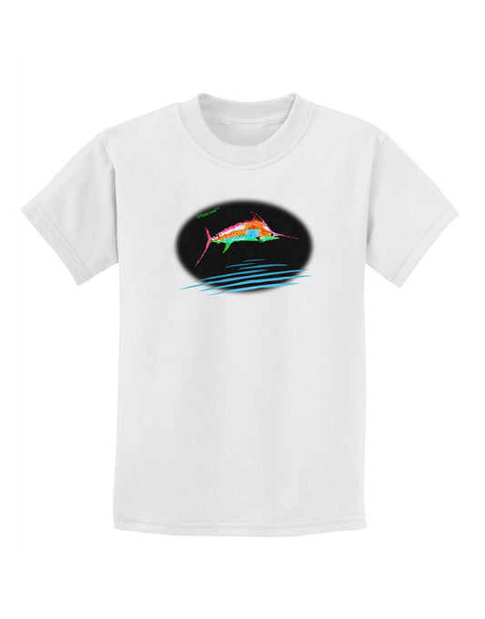Colorful Swordfish Watercolor Childrens T-Shirt-Childrens T-Shirt-TooLoud-White-X-Small-Davson Sales