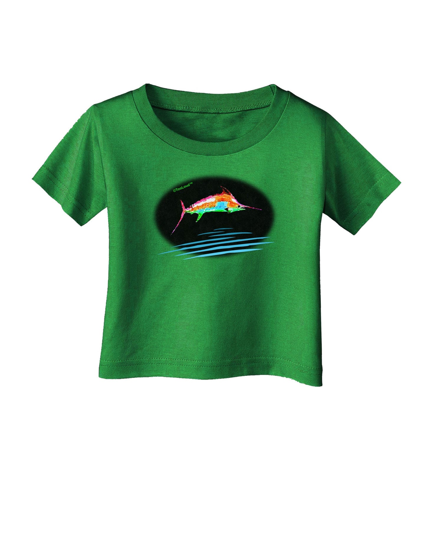 Colorful Swordfish Watercolor Infant T-Shirt Dark-Infant T-Shirt-TooLoud-Clover-Green-06-Months-Davson Sales