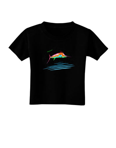 Colorful Swordfish Watercolor Toddler T-Shirt Dark-Toddler T-Shirt-TooLoud-Black-2T-Davson Sales