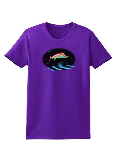 Colorful Swordfish Watercolor Womens Dark T-Shirt-TooLoud-Purple-X-Small-Davson Sales