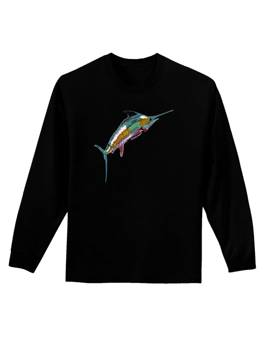 Colorful Vector Swordfish Adult Long Sleeve Dark T-Shirt-TooLoud-Black-Small-Davson Sales