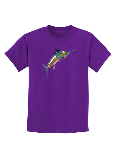 Colorful Vector Swordfish Childrens Dark T-Shirt-Childrens T-Shirt-TooLoud-Purple-X-Small-Davson Sales