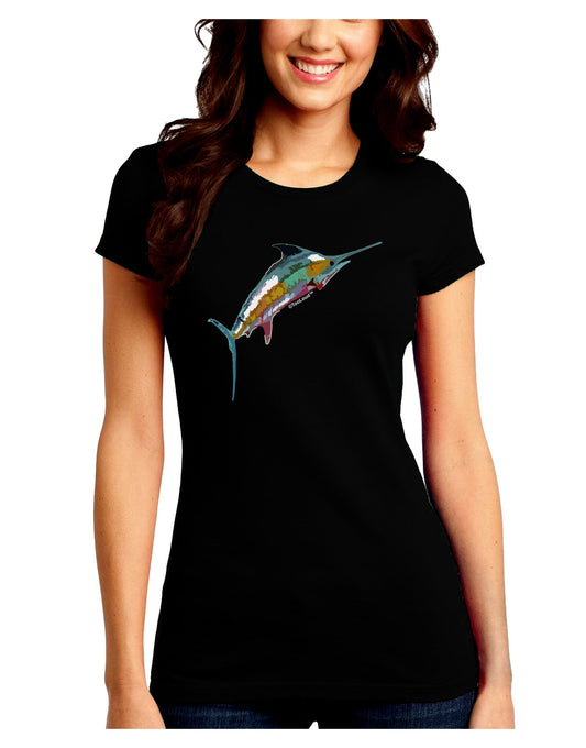 Colorful Vector Swordfish Juniors Crew Dark T-Shirt-T-Shirts Juniors Tops-TooLoud-Black-Juniors Fitted Small-Davson Sales