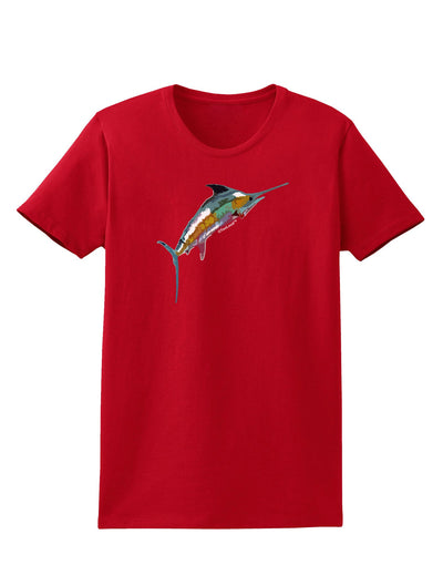 Colorful Vector Swordfish Womens Dark T-Shirt-TooLoud-Red-X-Small-Davson Sales