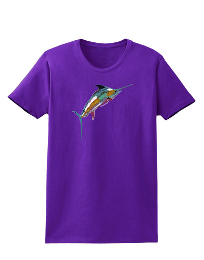 Colorful Vector Swordfish Womens Dark T-Shirt-TooLoud-Purple-X-Small-Davson Sales