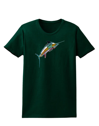 Colorful Vector Swordfish Womens Dark T-Shirt-TooLoud-Forest-Green-Small-Davson Sales