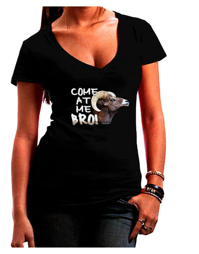 Come At Me Bro Big Horn Womens V-Neck Dark T-Shirt-Womens V-Neck T-Shirts-TooLoud-Black-Juniors Fitted Small-Davson Sales