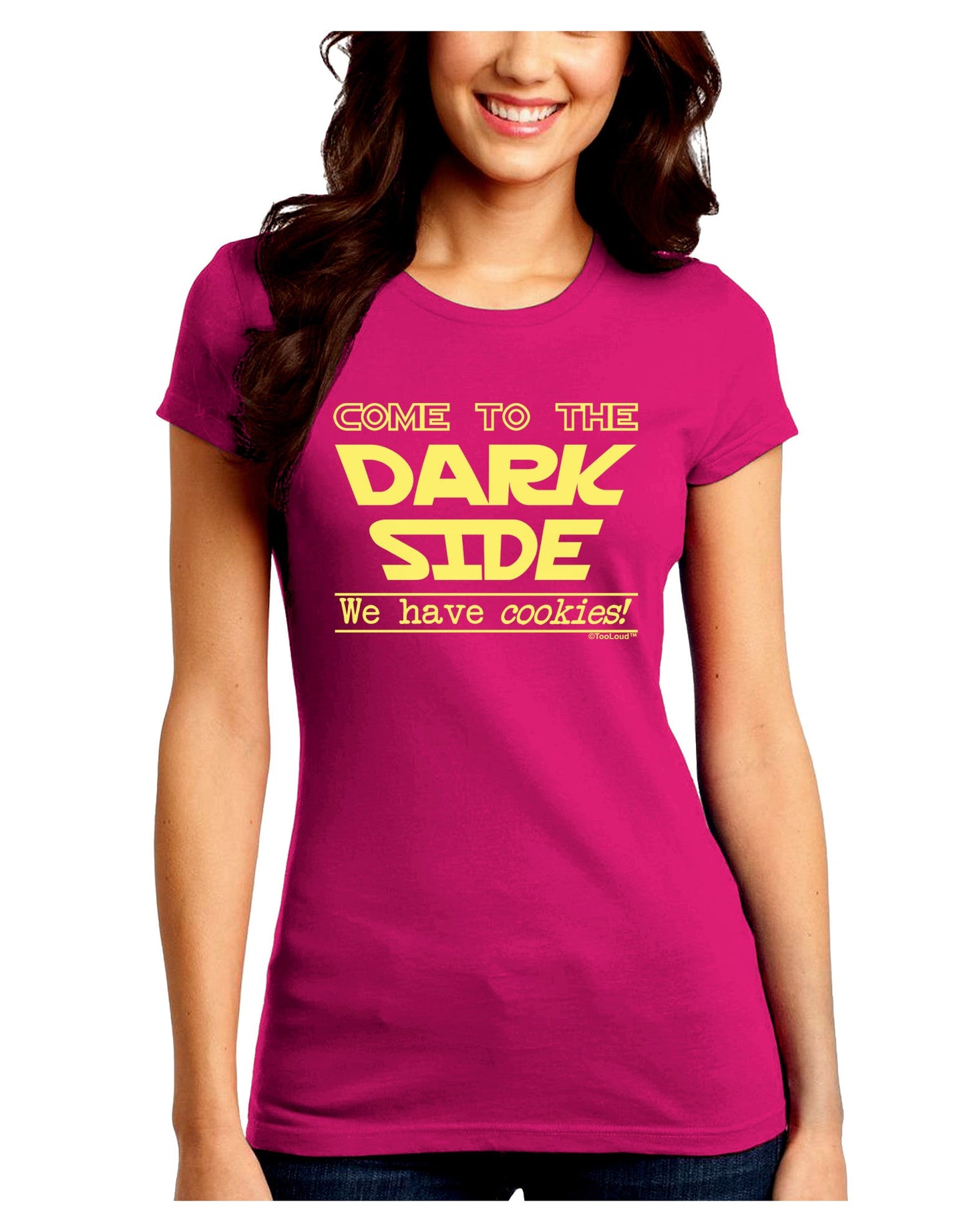 Come To The Dark Side - Cookies Juniors Petite Crew Dark T-Shirt-T-Shirts Juniors Tops-TooLoud-Hot-Pink-Juniors Fitted Small-Davson Sales