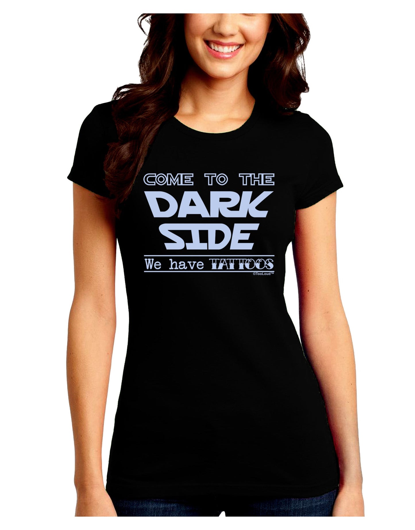 Come To The Dark Side - Tattoos Juniors Petite Crew Dark T-Shirt-T-Shirts Juniors Tops-TooLoud-Black-Juniors Fitted Small-Davson Sales